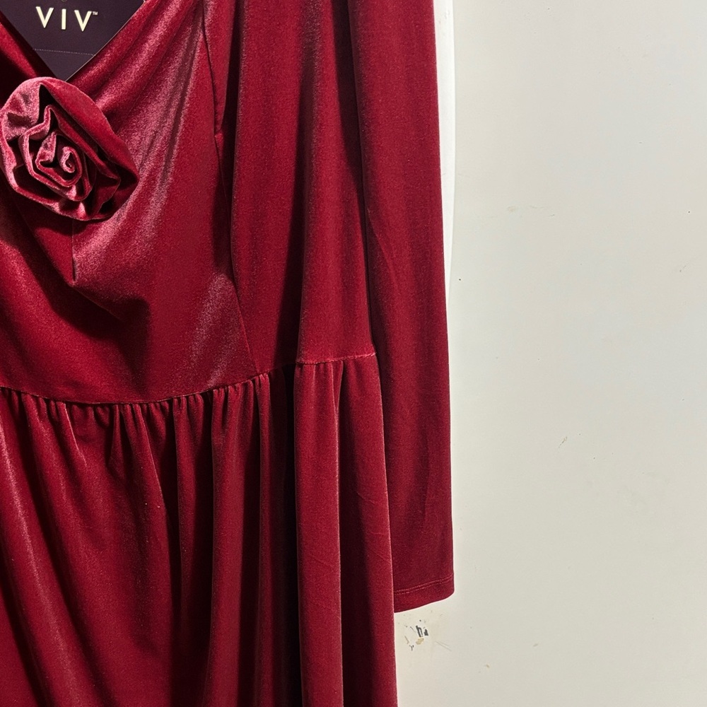 Ava & Viv Deep Red Long Sleeve Dress NWT - Picture 3 of 6
